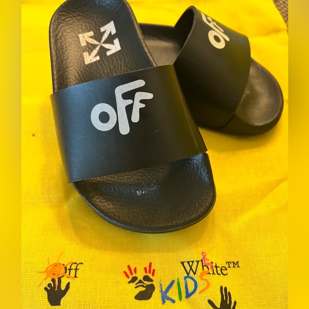 Off-White Kids Black Slide Sandals